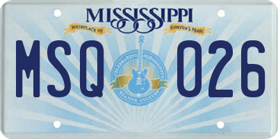 MS license plate MSQ026