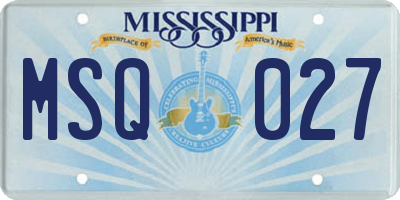 MS license plate MSQ027
