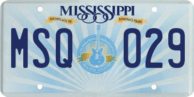 MS license plate MSQ029