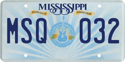 MS license plate MSQ032