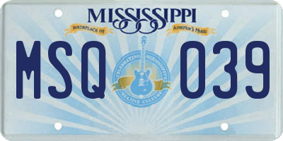 MS license plate MSQ039