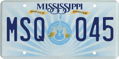 MS license plate MSQ045