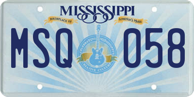 MS license plate MSQ058
