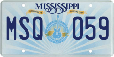 MS license plate MSQ059