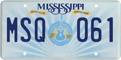MS license plate MSQ061