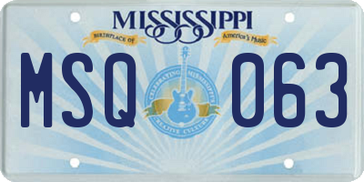 MS license plate MSQ063