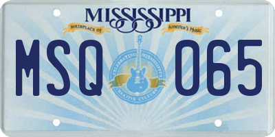 MS license plate MSQ065