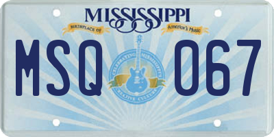 MS license plate MSQ067