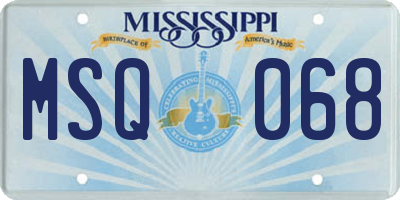 MS license plate MSQ068
