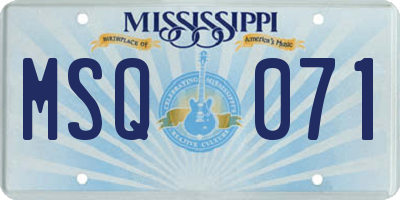 MS license plate MSQ071