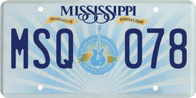 MS license plate MSQ078