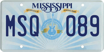 MS license plate MSQ089