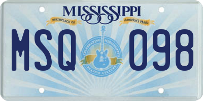 MS license plate MSQ098