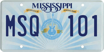 MS license plate MSQ101