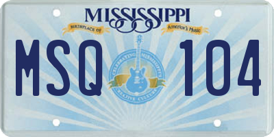 MS license plate MSQ104