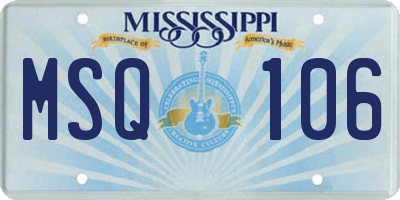 MS license plate MSQ106