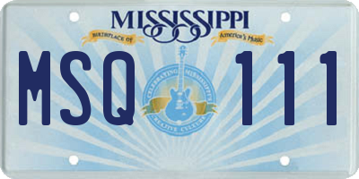 MS license plate MSQ111