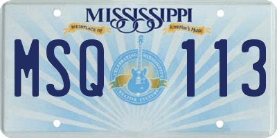 MS license plate MSQ113