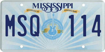 MS license plate MSQ114