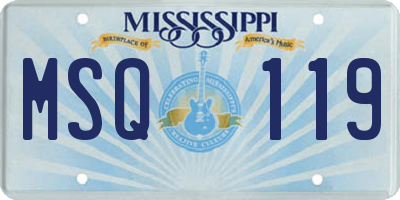 MS license plate MSQ119