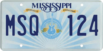 MS license plate MSQ124