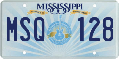 MS license plate MSQ128
