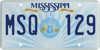 MS license plate MSQ129