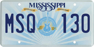MS license plate MSQ130
