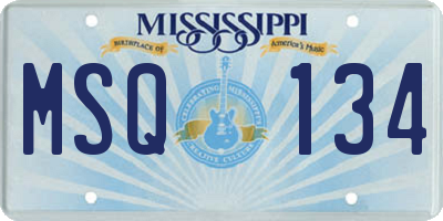 MS license plate MSQ134