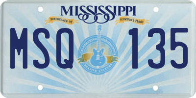 MS license plate MSQ135