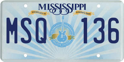 MS license plate MSQ136