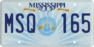 MS license plate MSQ165
