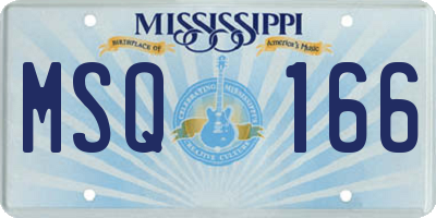 MS license plate MSQ166