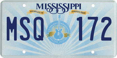 MS license plate MSQ172