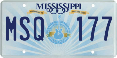 MS license plate MSQ177