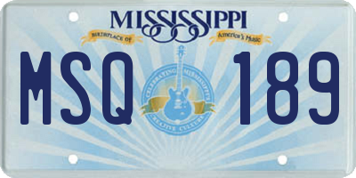 MS license plate MSQ189