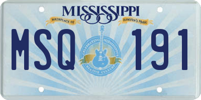 MS license plate MSQ191