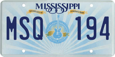 MS license plate MSQ194