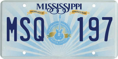 MS license plate MSQ197