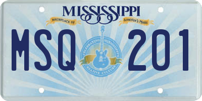 MS license plate MSQ201