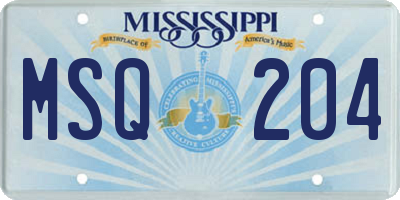 MS license plate MSQ204