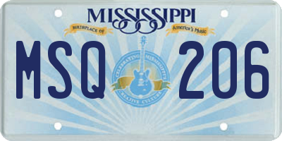 MS license plate MSQ206