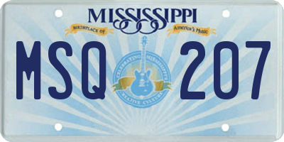 MS license plate MSQ207