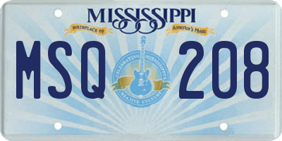 MS license plate MSQ208