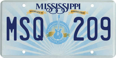 MS license plate MSQ209