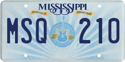 MS license plate MSQ210