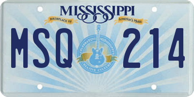 MS license plate MSQ214