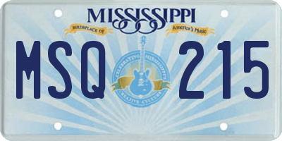 MS license plate MSQ215