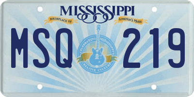 MS license plate MSQ219