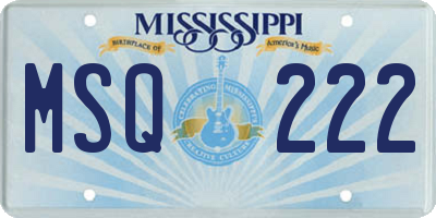 MS license plate MSQ222